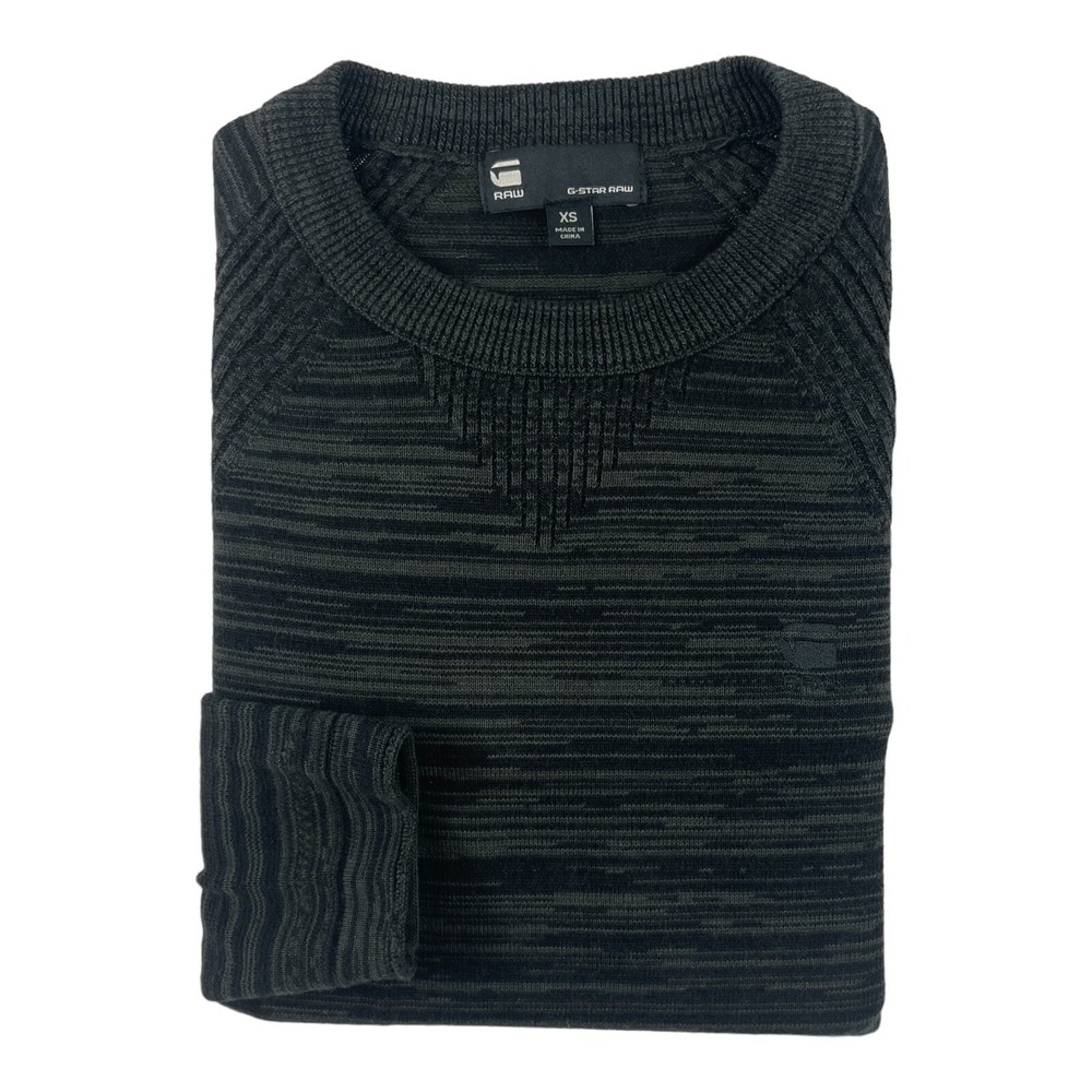 G-Star Raw‎ Black Green Woven Cotton Blend Mens Crewneck Size XS
